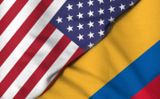Flags of the US and Colombia